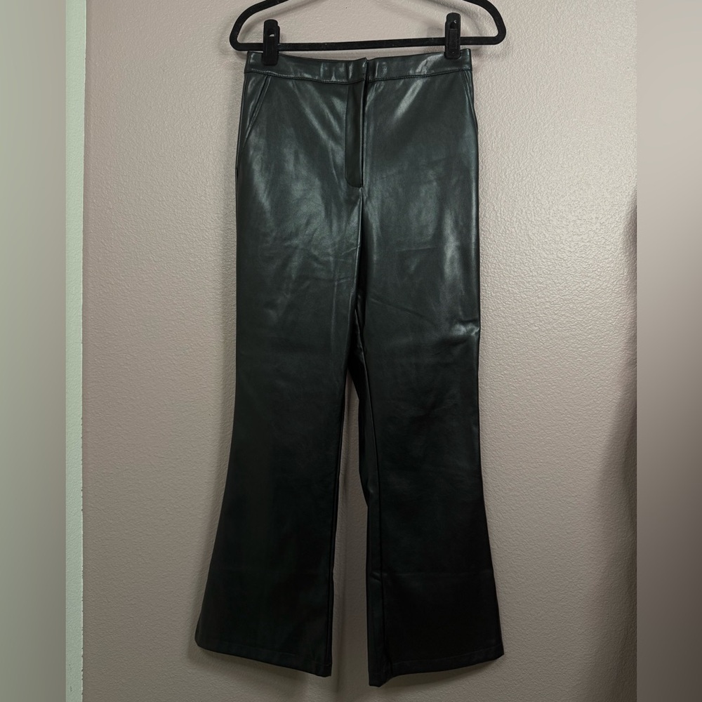 Pleather Flare Straight Leg Cropped Pants
